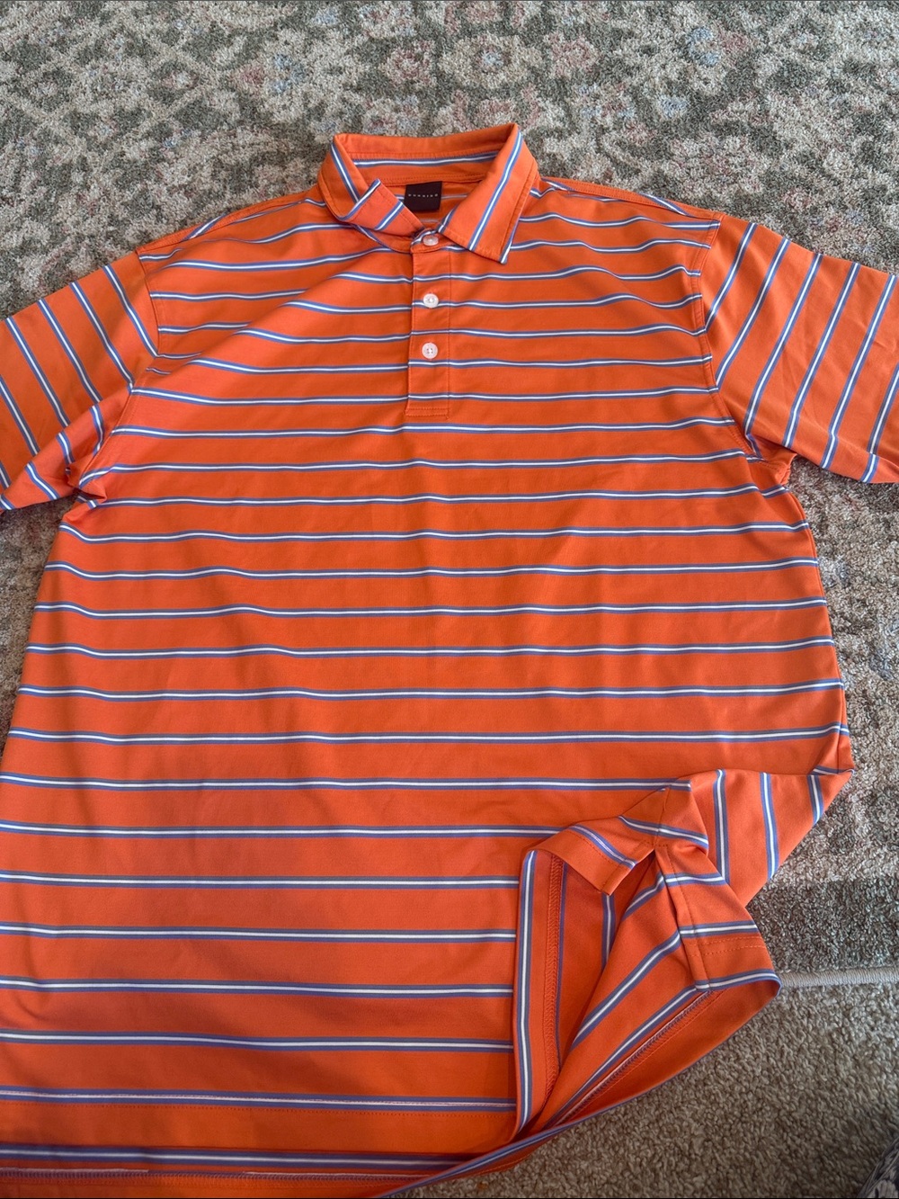 Dunning Men's Orange Striped Polo Shirt size M golf